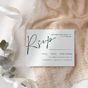 Emerald Modern Script WEDDING RSVP MEAL CHOICE Kaartje