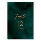 Emerald Modern Script Wedding Table Number Kaart (Voorkant)