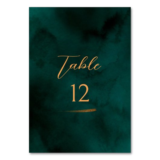 Emerald Modern Script Wedding Table Number Kaart (Voorkant)