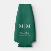 Emerald Monogram & Names Wedding Tall Koelbox Flesjeskoeler (Voorkant)
