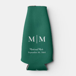 Emerald Monogram & Names Wedding Tall Koelbox Flesjeskoeler