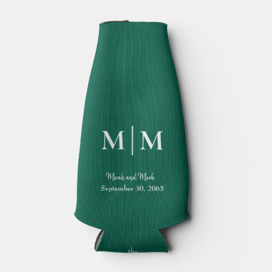 Emerald Monogram & Names Wedding Tall Koelbox Flesjeskoeler (Voorkant)