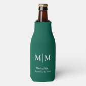 Emerald Monogram & Names Wedding Tall Koelbox Flesjeskoeler (Fles Voorkant)