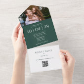 Emerald Monogram QR-code foto trouwdatum All In One Uitnodiging (Afscheurbaar)