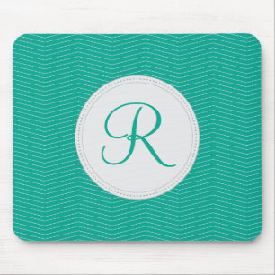 Emerald Monogram Thin Chevron Pattern Muismat