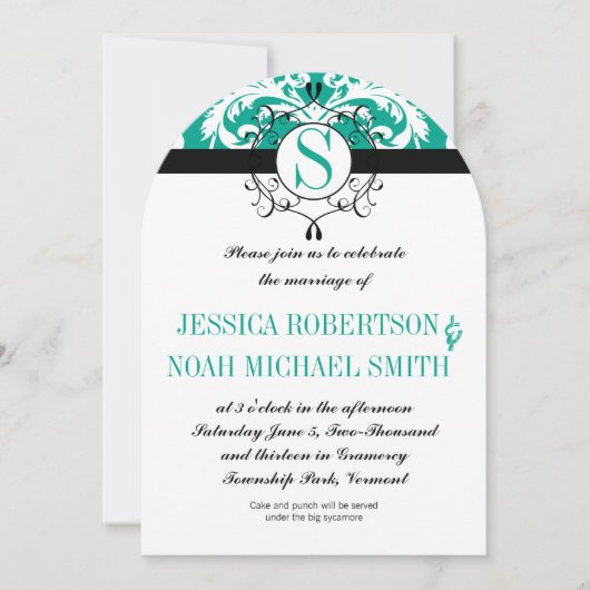 Emerald Monogram Wedding Invite of enige kleur Kaart (Voorkant)