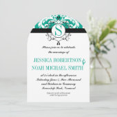 Emerald Monogram Wedding Invite of enige kleur Kaart (Staand voorkant)
