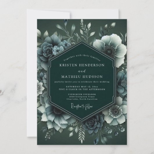 Emerald Moody Anemone Wedding Kaart (Voorkant)
