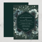 Emerald Moody Anemone Wedding Kaart (Voorkant / Achterkant)