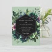 Emerald Moody Bloom Wedding Kaart (Staand voorkant)