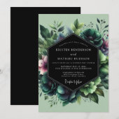 Emerald Moody Bloom Wedding Kaart (Voorkant / Achterkant)