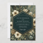 Emerald Moody Floral Elegance Wedding Kaart (Voorkant)