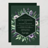 Emerald Moody Wildflower Wedding Kaart (Voorkant / Achterkant)