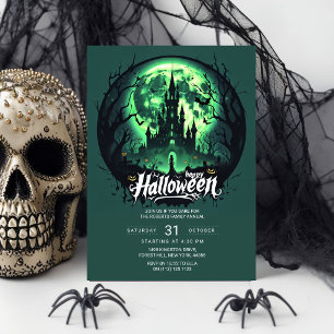 Emerald Moon Griezeldorp Halloween Feest Uitnodigi Kaart