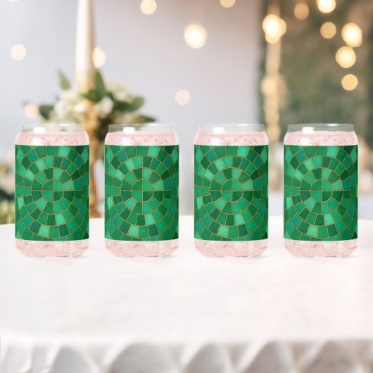 Emerald Mosaic Circle Pattern Art Blikvorm Glas (Insitu (Huwelijk))