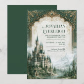 Emerald Mountain Castle Bruiloft Kaart (Voorkant / Achterkant)