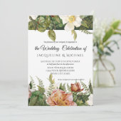 Emerald n Blush Bloemen Ivoor pioen Roos bruiloft Kaart (Staand voorkant)