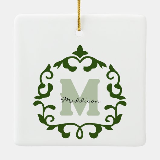 Emerald Naam en Initiaal Keepsake Keramisch Ornament (Achterkant)