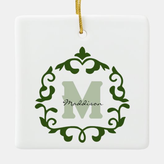Emerald Naam en Initiaal Keepsake Keramisch Ornament (Voorkant)