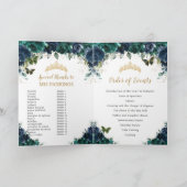 Emerald Navy Floral Quinceañera Orde van de Evenem Programma (Binnen)