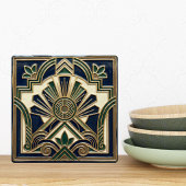 Emerald Navy Gold Art Deco Sun Rays Geometric  Tegeltje