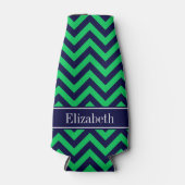 Emerald Navy LG Chevron Navy Blue Name Monogram Flesjeskoeler (Voorkant)