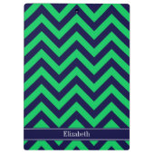 Emerald Navy LG Chevron Navy Blue Name Monogram Klembord (Achterkant)