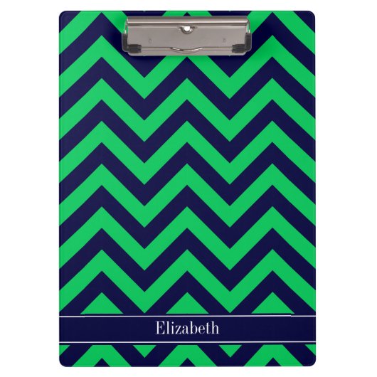 Emerald Navy LG Chevron Navy Blue Name Monogram Klembord (Voorkant)