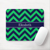 Emerald Navy LG Chevron Navy Blue Name Monogram Muismat (Met muis)