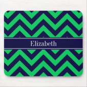 Emerald Navy LG Chevron Navy Blue Name Monogram Muismat (Voorkant)