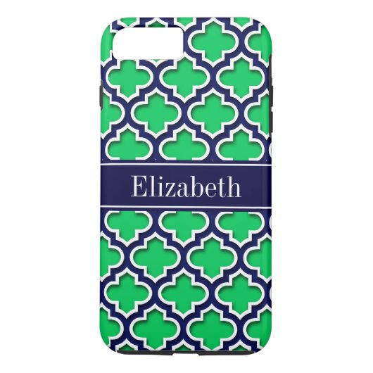 Emerald Navy Moroccan #5DS Navy Name Monogram Case-Mate iPhone Case (Achterkant)
