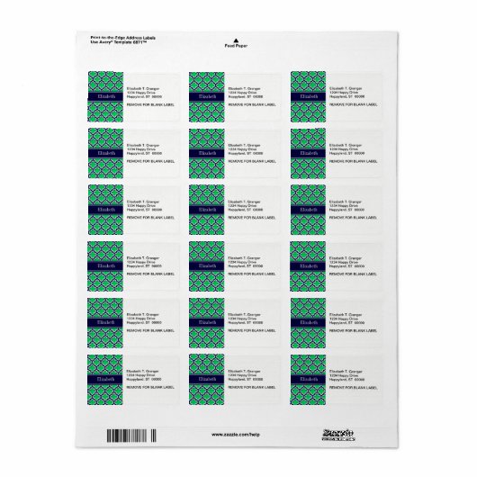 Emerald Navy Moroccan #5DS Navy Name Monogram Etiket (Full Sheet)