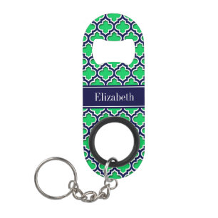 Emerald Navy Moroccan #5DS Navy Name Monogram Mini Flessenopener