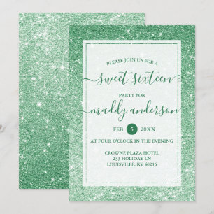 Emerald Nep Glitter Elegante Sweet 16 Verjaardag Kaart