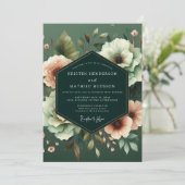 Emerald Nocturnal Bloom Wedding Kaart (Staand voorkant)