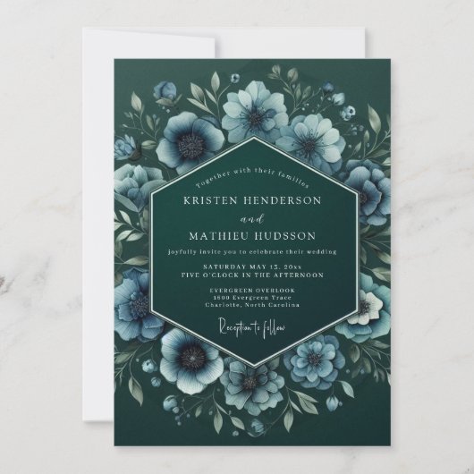 Emerald Nocturne Anemone Wedding Kaart (Voorkant)