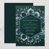 Emerald Nocturne Anemone Wedding Kaart (Voorkant / Achterkant)