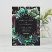 Emerald Noir Bloom Bruiloft Kaart (Staand voorkant)