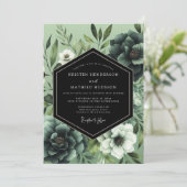 Emerald Noir Botanical Wedding Kaart (Staand voorkant)