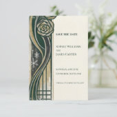 Emerald Nouveau Save The Date Kaart (Staand voorkant)