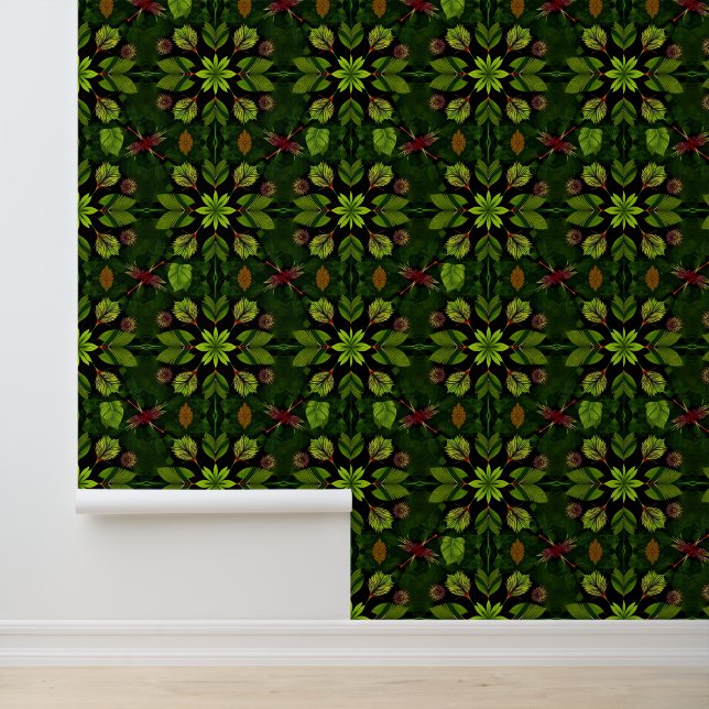 Emerald Oerwoud Kaleidoscoop: Exotic Leaf Symphony Behang (Applicatie)