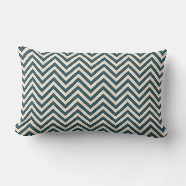 Emerald Off-White Chevron Geometric Pattern Kussen (Voorkant)
