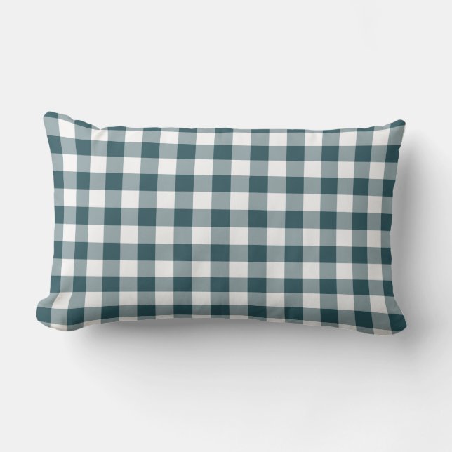 Emerald Off-White Gingham Pattern Kussen (Voorkant)