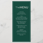 Emerald Old Money Trouwmenu Bedankbrief Programmakaart (Achterkant)