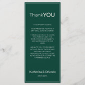 Emerald Old Money Trouwmenu Bedankbrief Programmakaart (Voorkant)