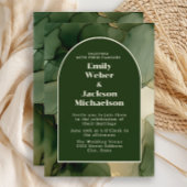 Emerald Olijfgroen Goud Bloemen Boog Huwelijk Kaart