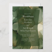 Emerald Olive Green Alcohol Ink Wedding Kaart (Voorkant)