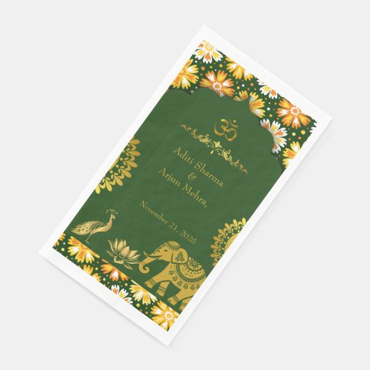 Emerald Om Hindu Trouwtafel Servet (Hoek)