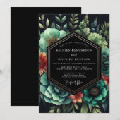 Emerald Orange Nocturne Wedding Kaart (Voorkant / Achterkant)