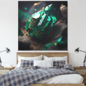 Emerald Ore Macro: Lush Shale Deposit Art Canvas Afdruk (Insitu (Slaapkamer))